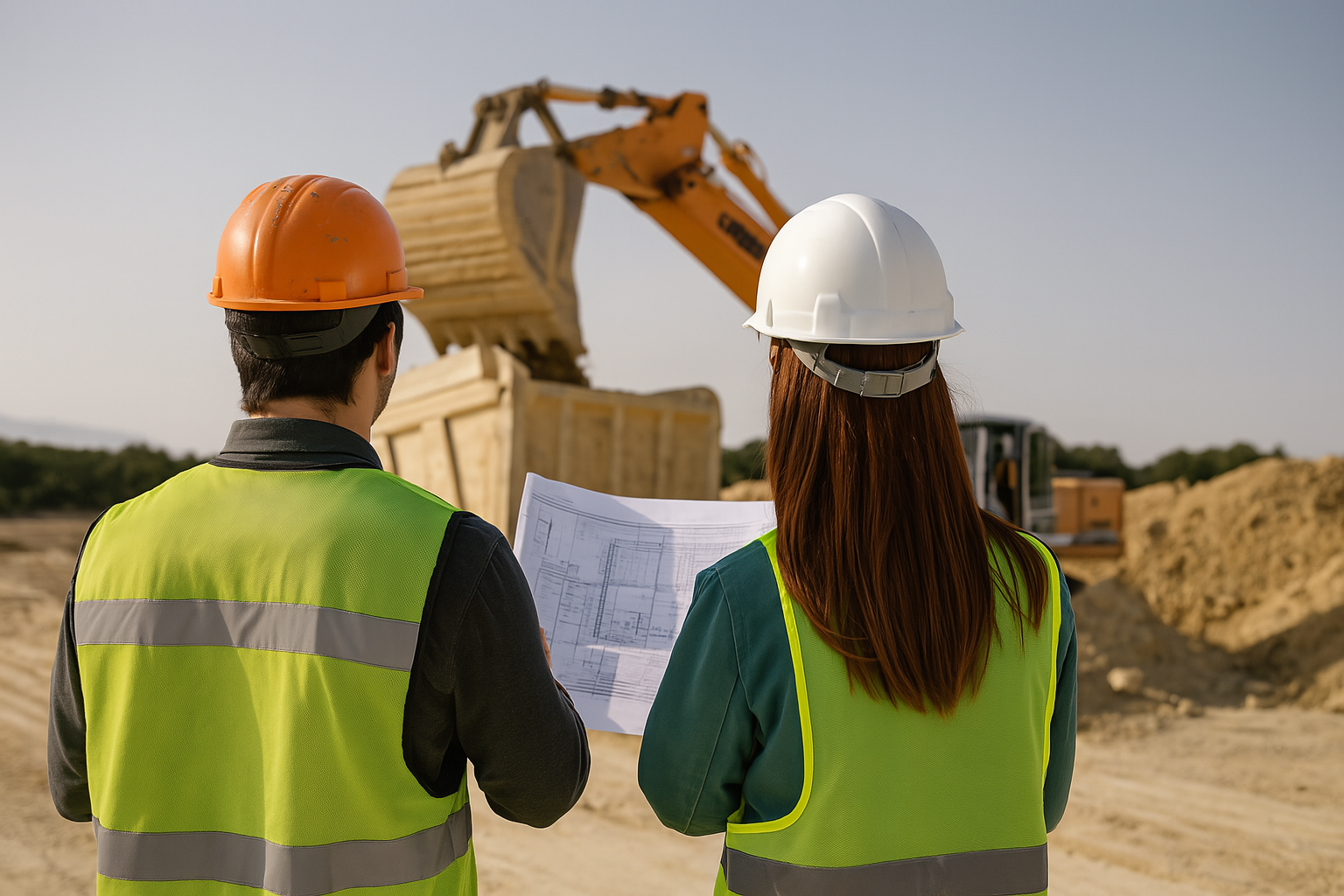 Equipo de apoyo técnico revisando planos en obra civil en Córdoba.